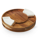 Acacia Wood Rotating Charcuterie Board with Ceramic Dishes