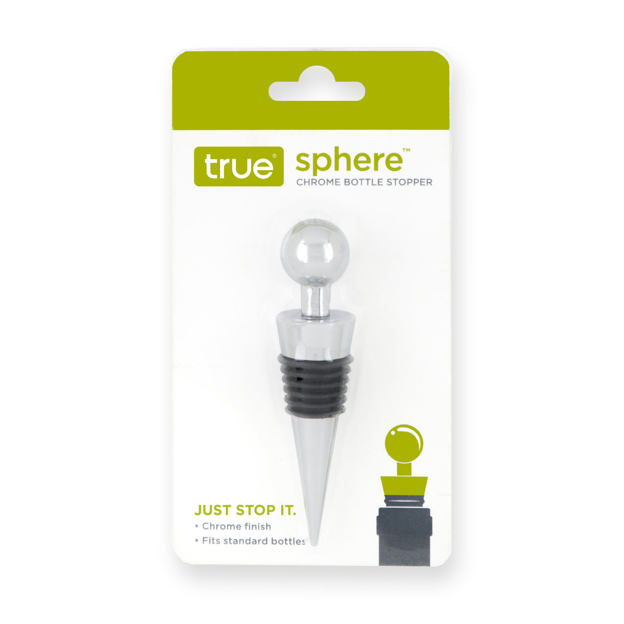 Sphere Zinc Alloy Bottle Stopper in Chrome