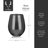 Warren Stemless Wine Glasses in Gunmetal, Set of 2