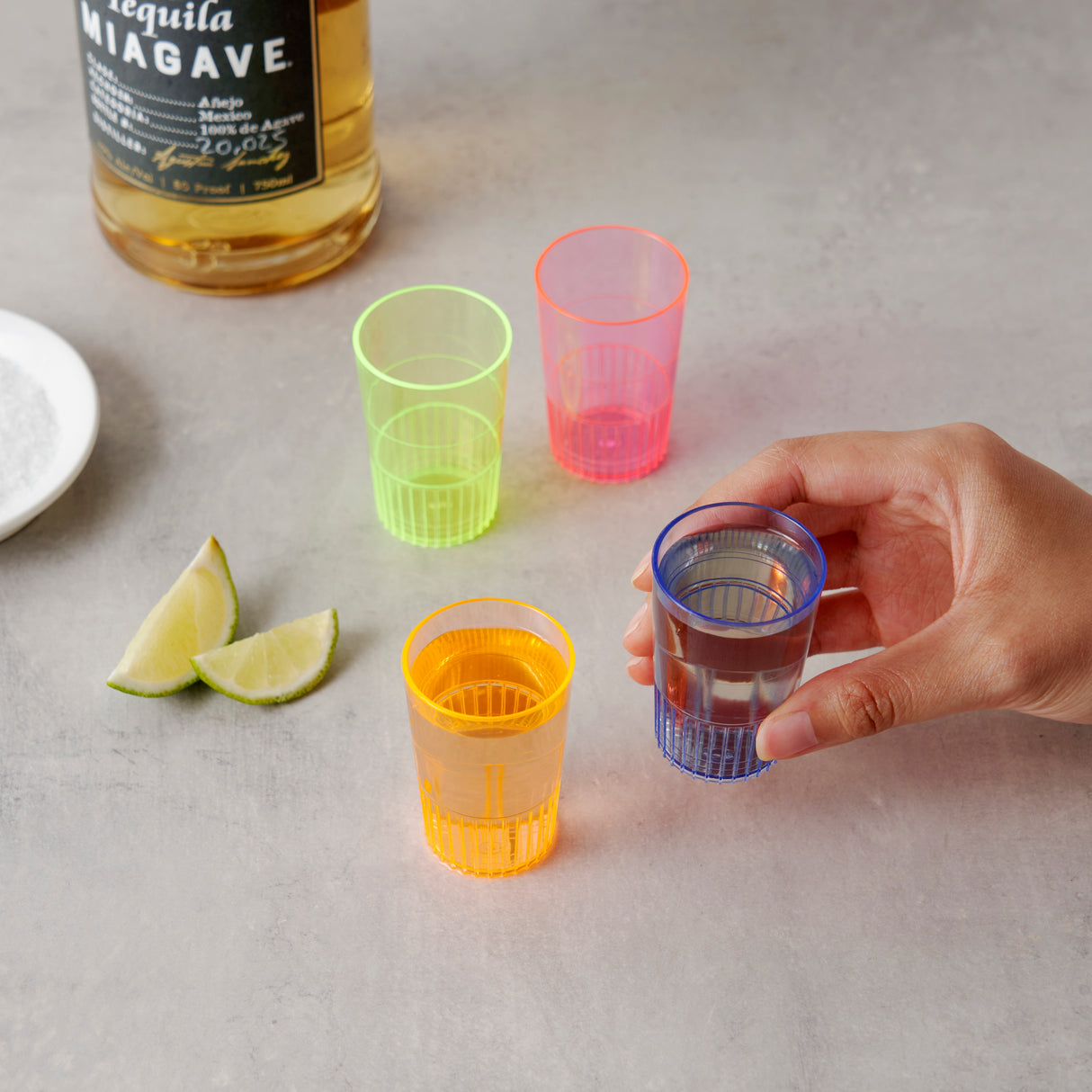 Party HotShots 1.5 oz Plastic Shot Glasses in Assorted Colors, 8ct