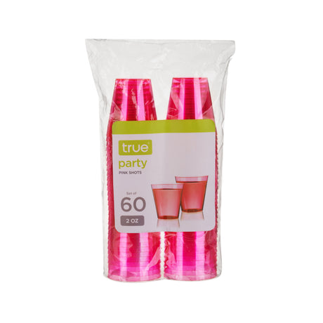 Party 2 oz Plastic Shot Glasses in Pink, Set of 60