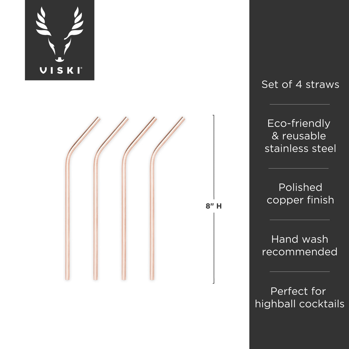 Summit Cocktail Straws in Copper, Set of 4