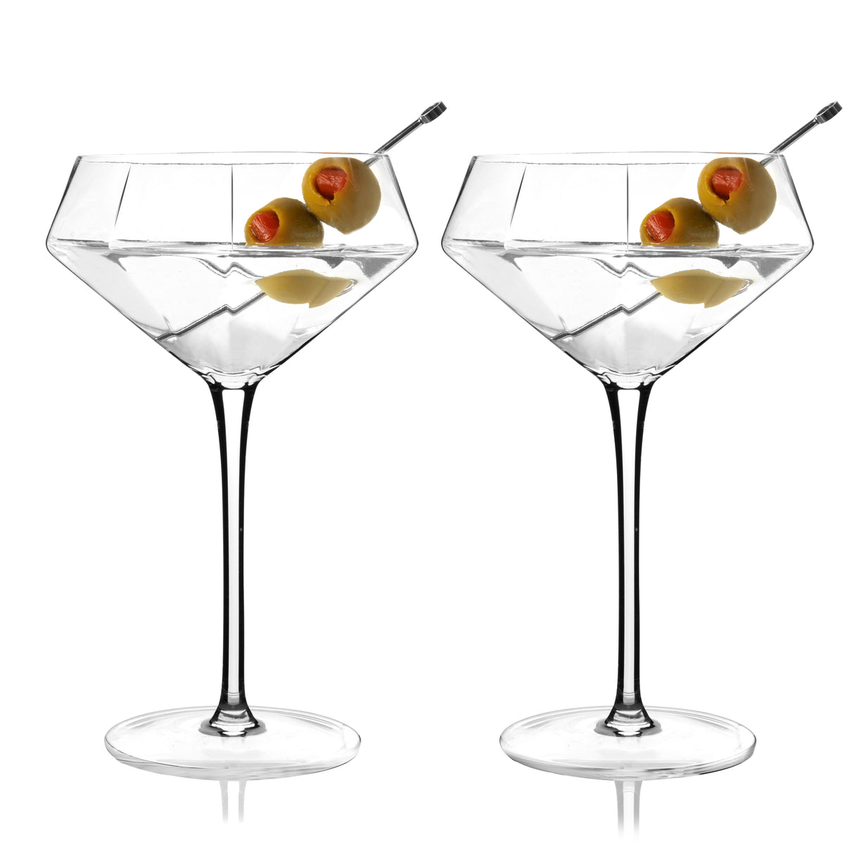 Seneca Crystal Diamond Martini Glasses, Set of 2