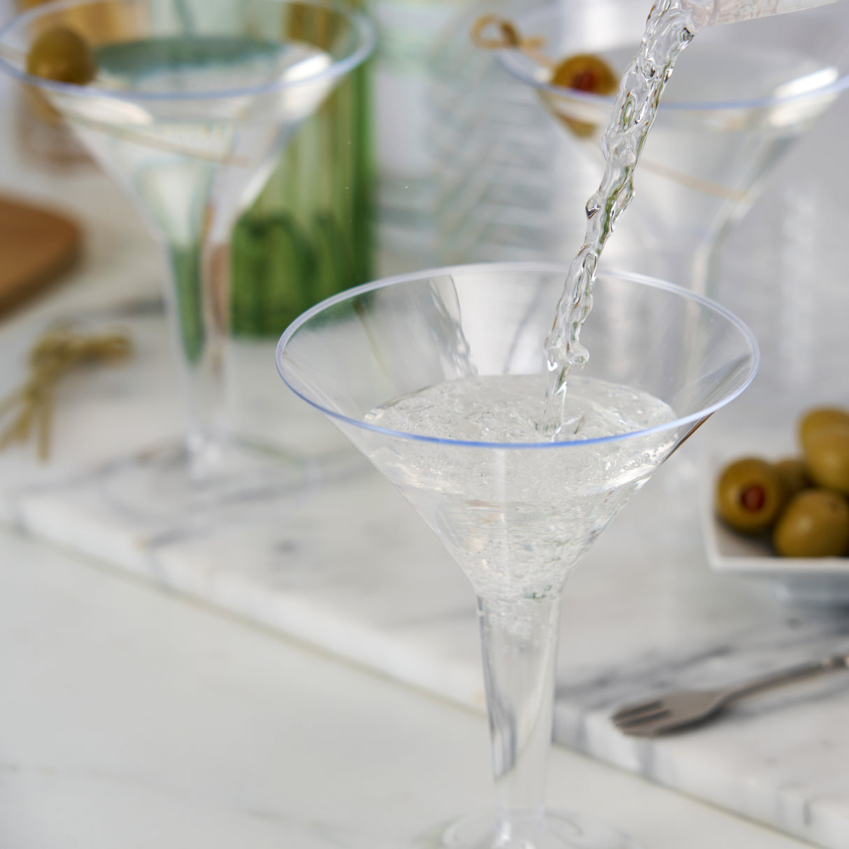 Party 8 oz Plastic Stemmed Martini Cups in Clear, Set of 12