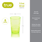 Party HotShots 1.5 oz Plastic Shot Glasses in Assorted Colors, Set of 8