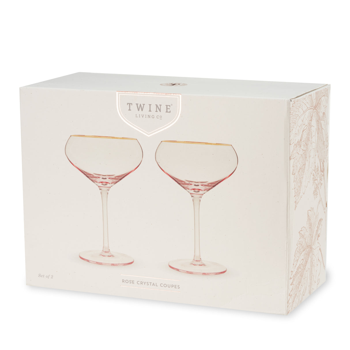 Rose Crystal Coupe Glasses, Set of 2