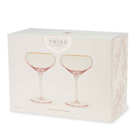 Rose Crystal Coupe Glasses, Set of 2