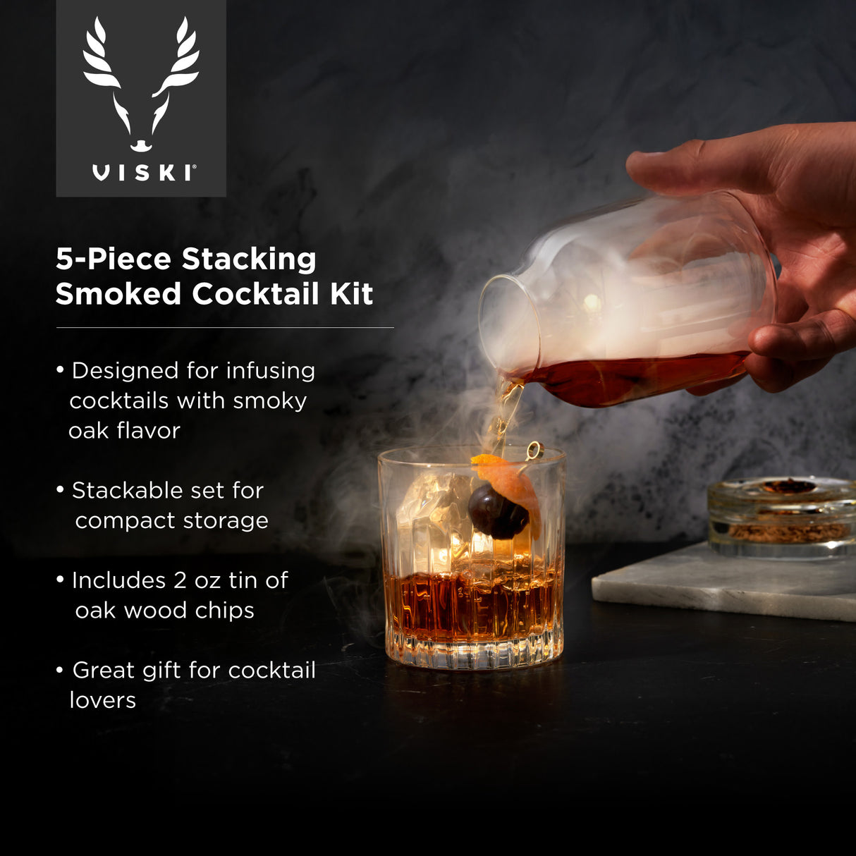 5-Piece Stacking Smoked Cocktail Kit