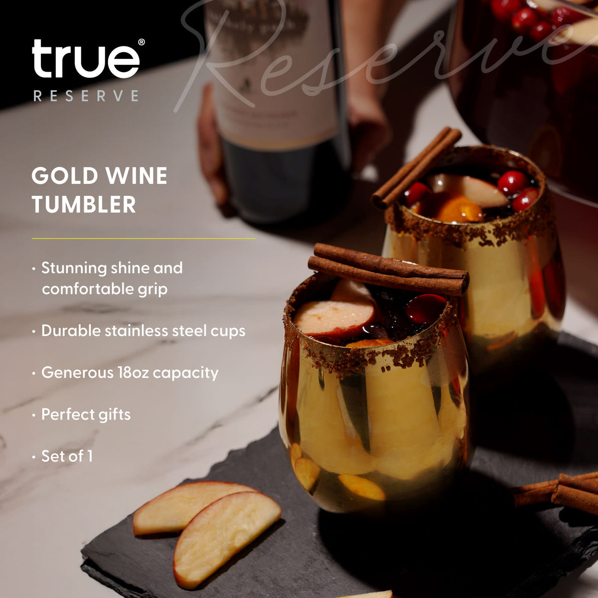Stemless Wine Tumbler in Gold
