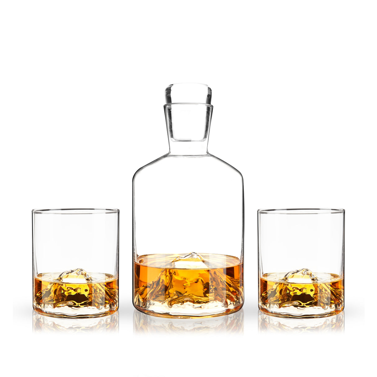 Mountain 3-Piece Crystal Liquor Decanter and Tumbler Set