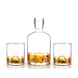 Mountain 3-Piece Crystal Liquor Decanter and Tumbler Set