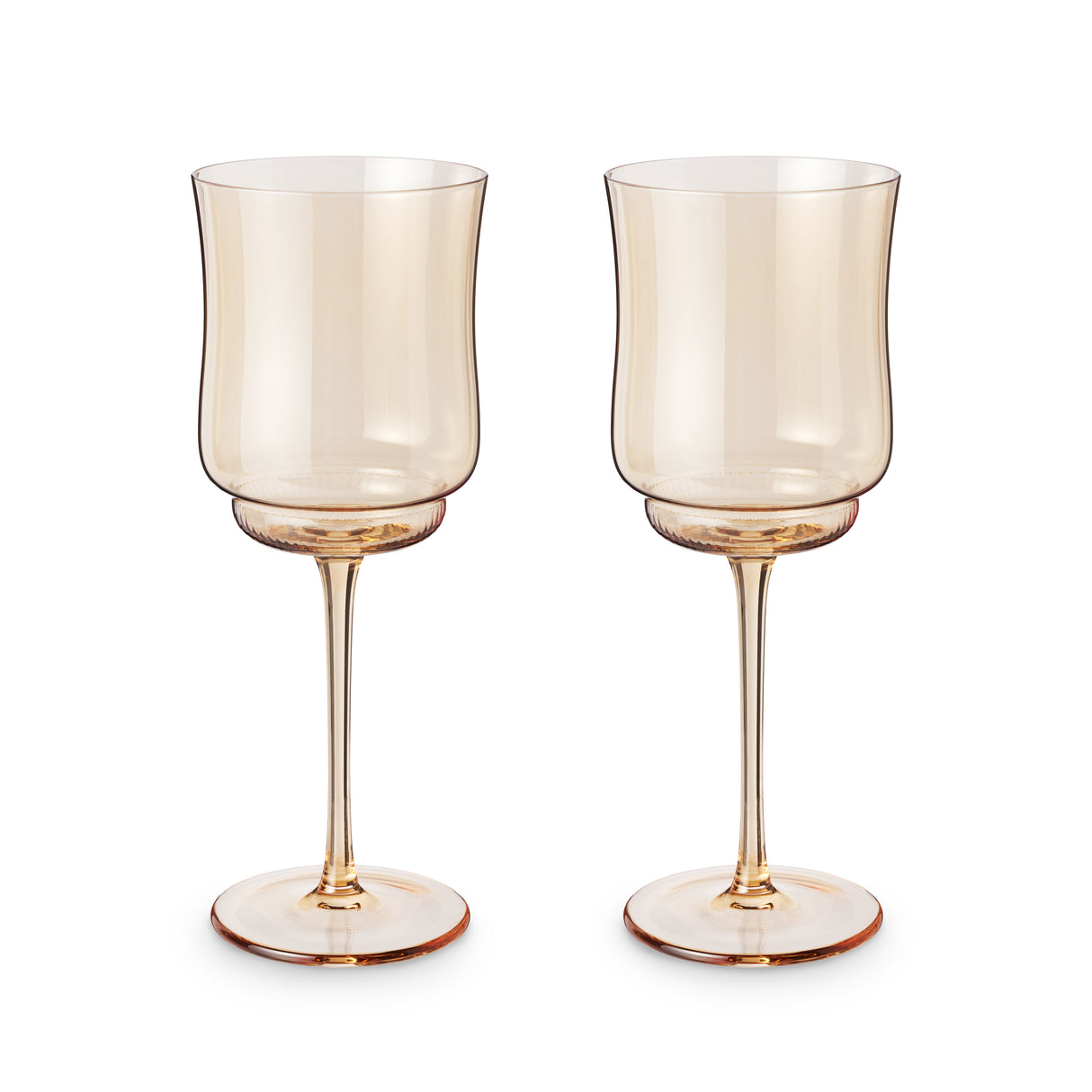 Tulip Stemmed Wine Glasses in Amber, Set of 2