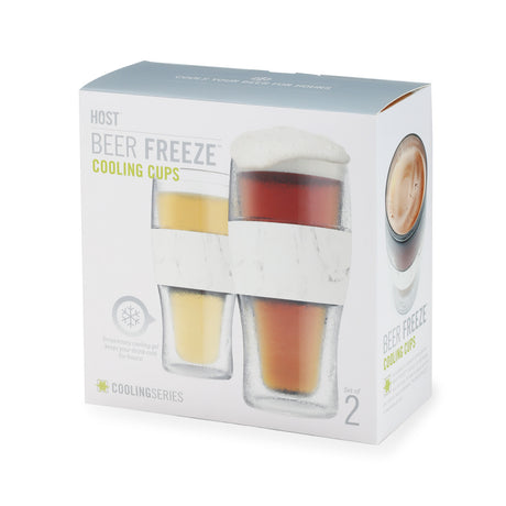 Beer FREEZE Cooling Cup in Marble, Set of 2