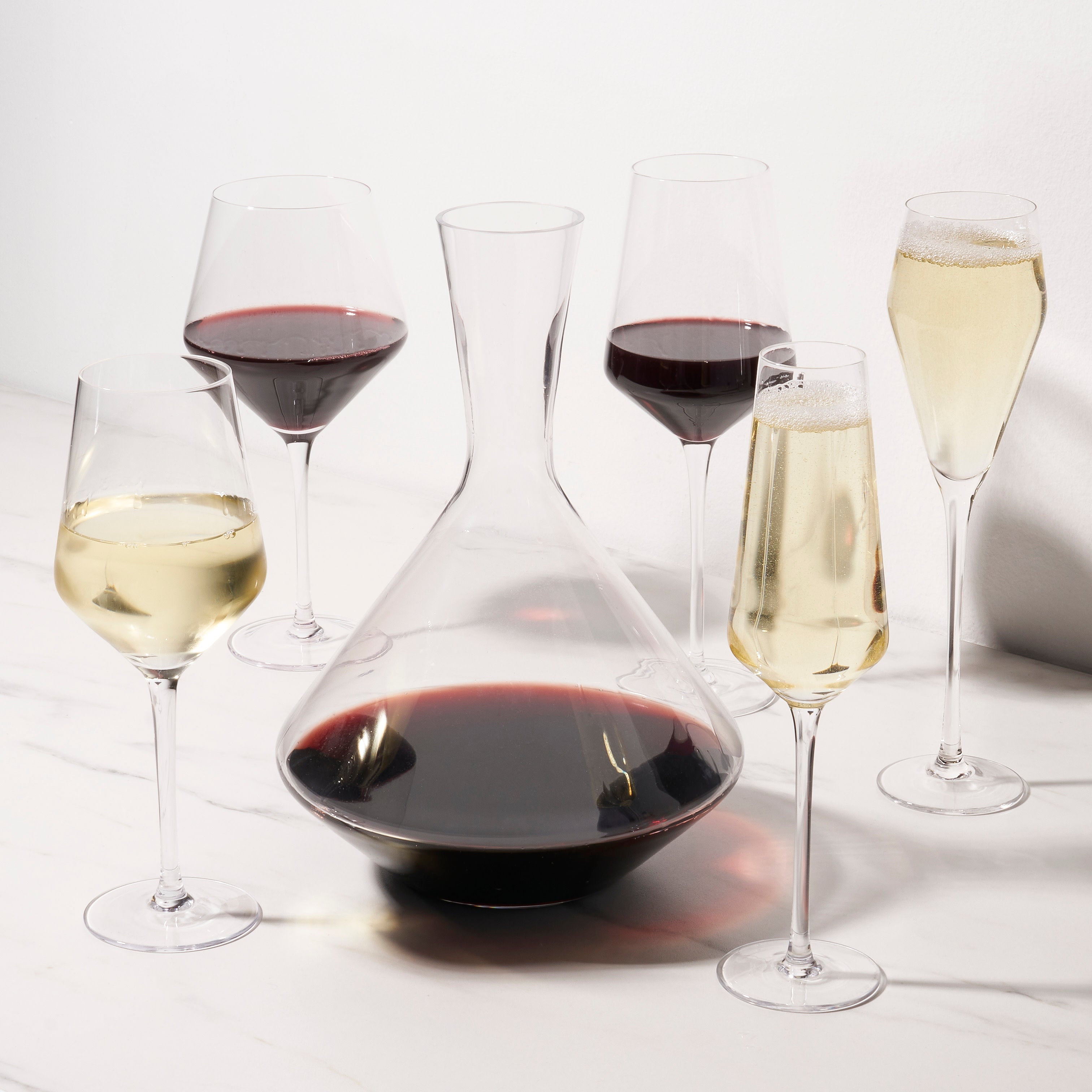 Viski Raye Crystal Angled Bordeaux Decanter and Wine Glass - Thumbnail 3