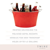 Big Red Galvanized Metal Beverage Tub