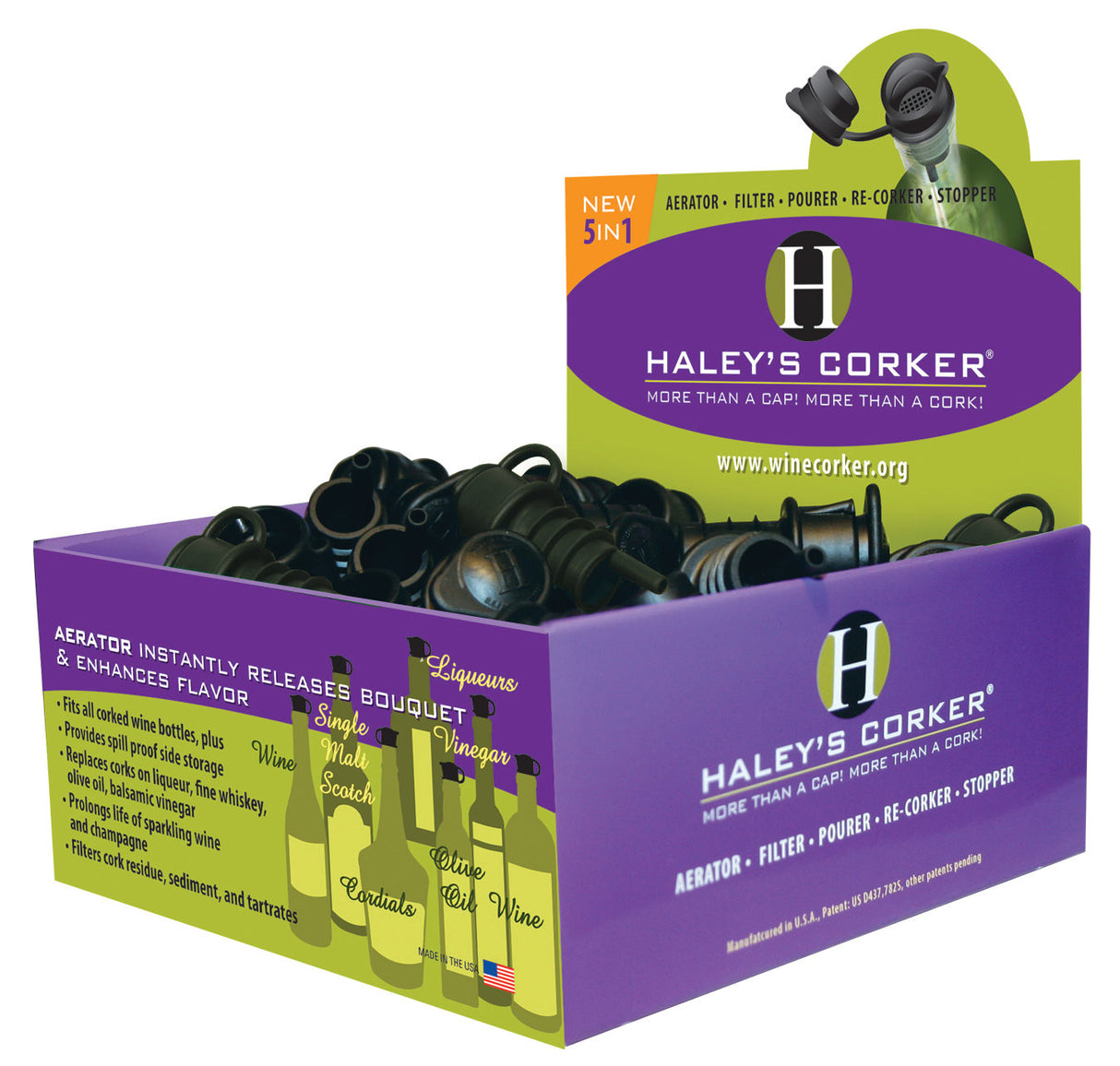 Haley's Corker 5-in-1 Pourer in Black, Bulk, CDU 36ct