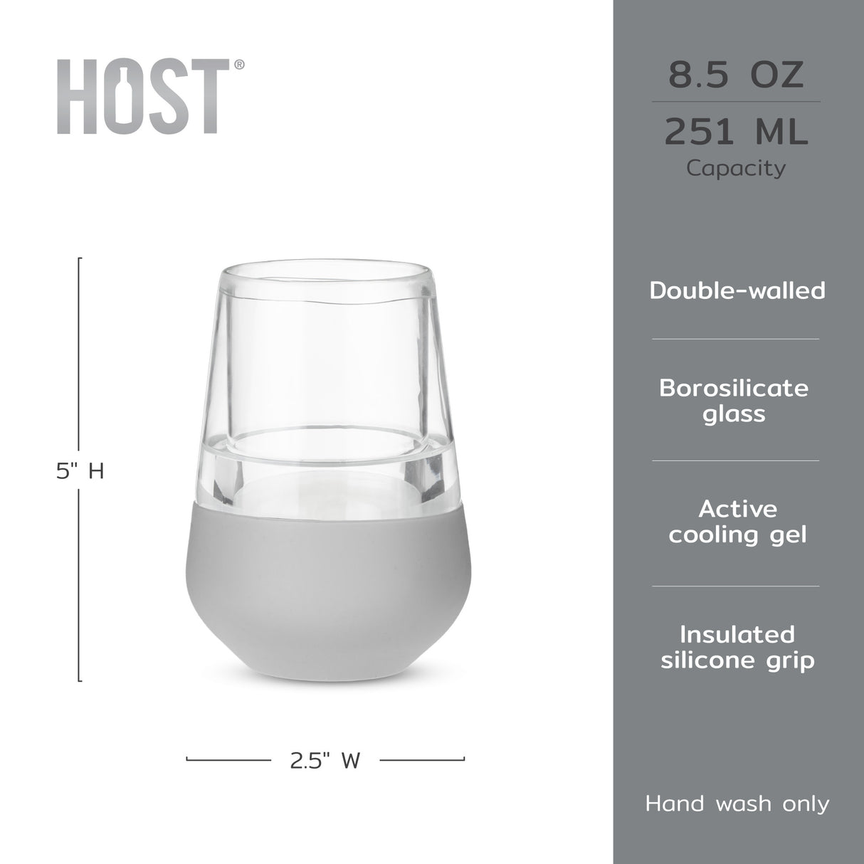 Glass FREEZE Wine Cooling Cup in Gray, Set of 2