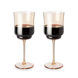 Tulip Stemmed Wine Glasses in Amber, Set of 2