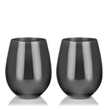 Warren Stemless Wine Glasses in Gunmetal, Set of 2