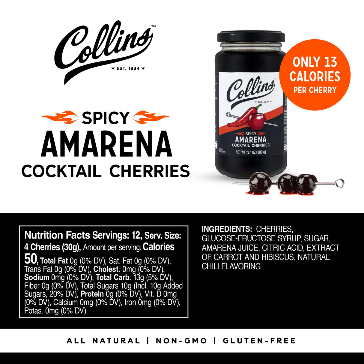 Spicy Amarena Cherries, 13.4 oz