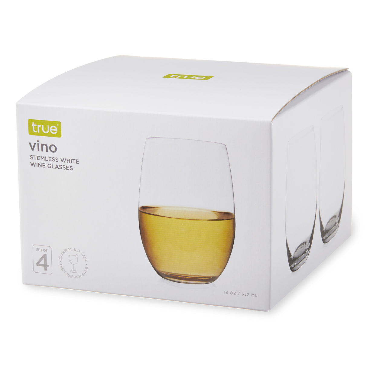 Vino Stemless White Wine Glasses, Set of 4