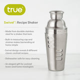 Swivel Recipe Cocktail Shaker in Stainless Steel