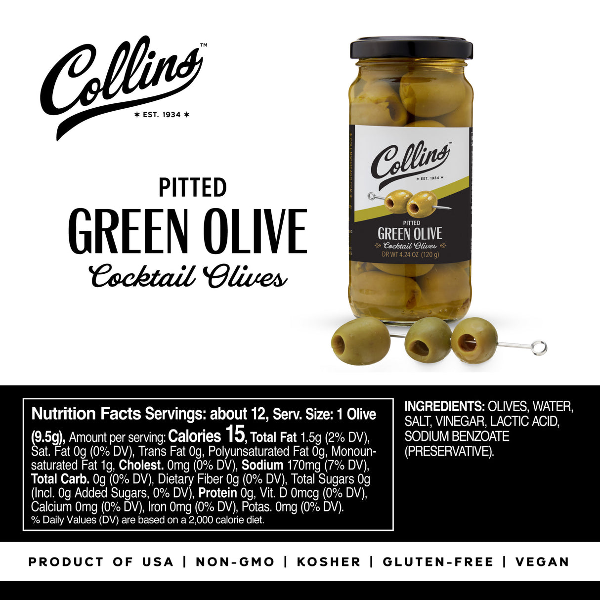 Pitted Olives, 4.25 oz