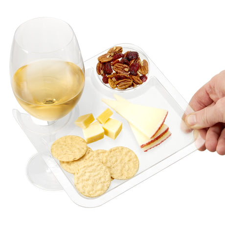 Acrylic Appetizer Plate & Wine Glass Holder, Bulk