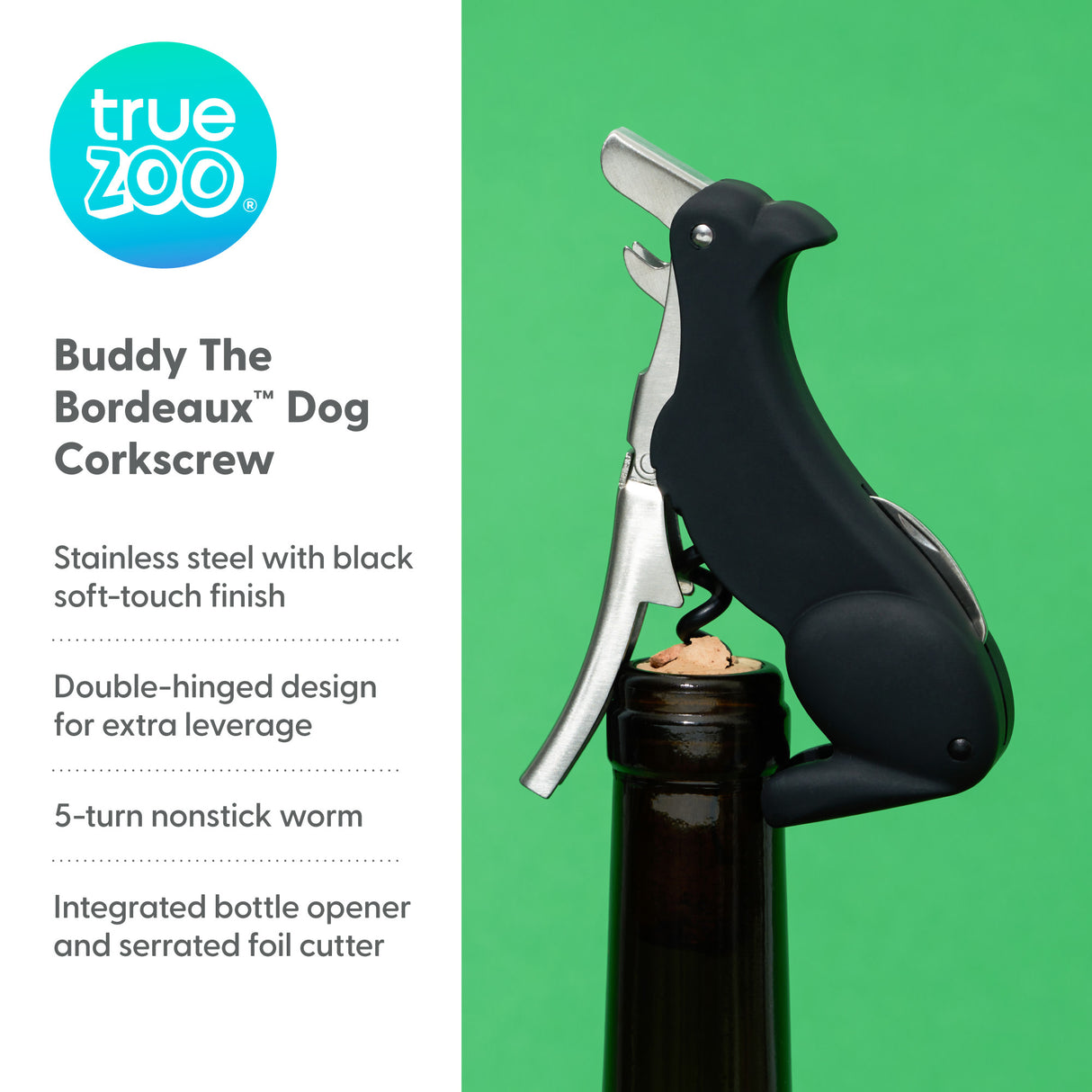 TrueZoo Buddy Collie Double-Hinged Corkscrew, CDU 12ct