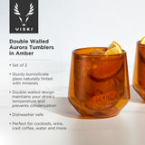 Aurora Double Walled Tumblers in Amber, Set of 2