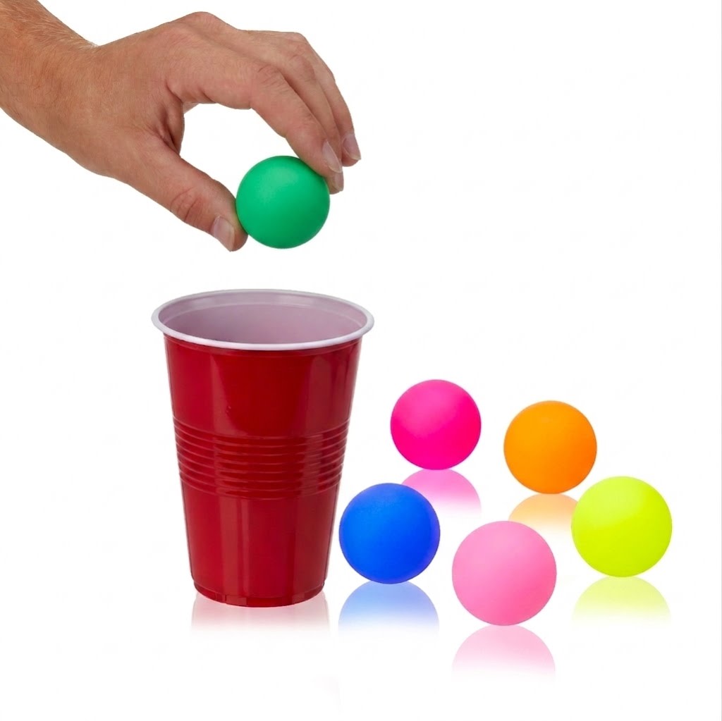 Party Beer Pong Balls in Assorted Colors, 6ct
