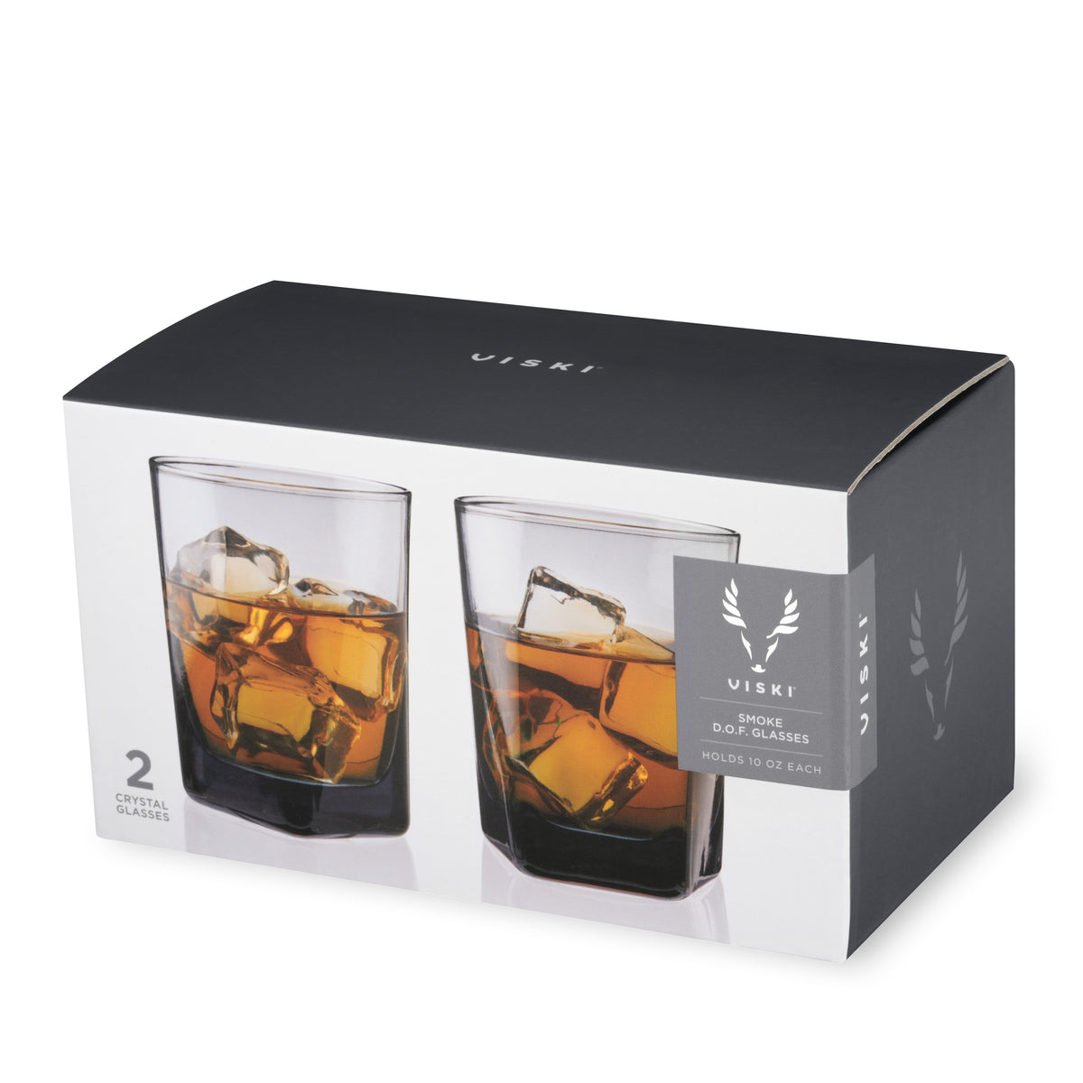 Crystal Double Old Fashioned Glasses in Smoke, Set of 2