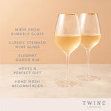 Gilded Stemmed Wine Glasses, Set of 2