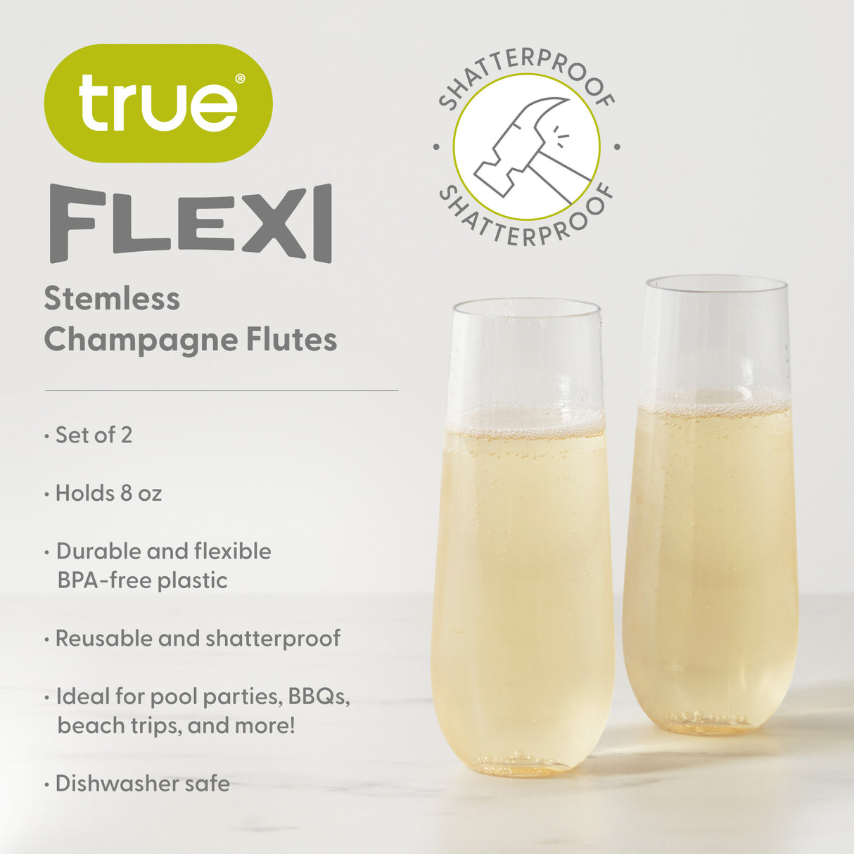 Flexi 8 oz Stemless Champagne Flute, Set of 2