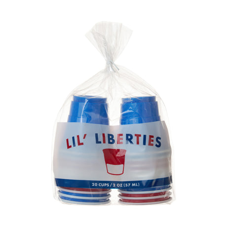 Party 1.75 oz Lil’ Liberties Mini Plastic Shot Cups in Red, White & Blue, Set of 20