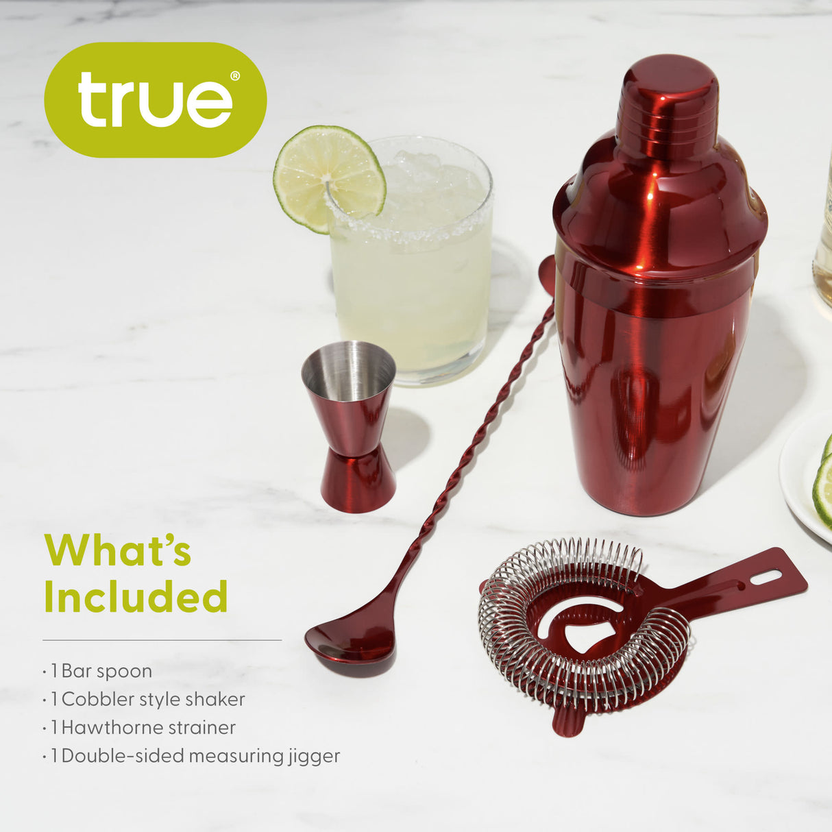 4-Piece Mixologist Barware Set in Red