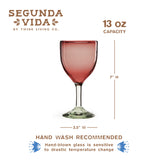 Segunda Vida Rosado Recycled Stemmed Wine Glasses, Set of 2