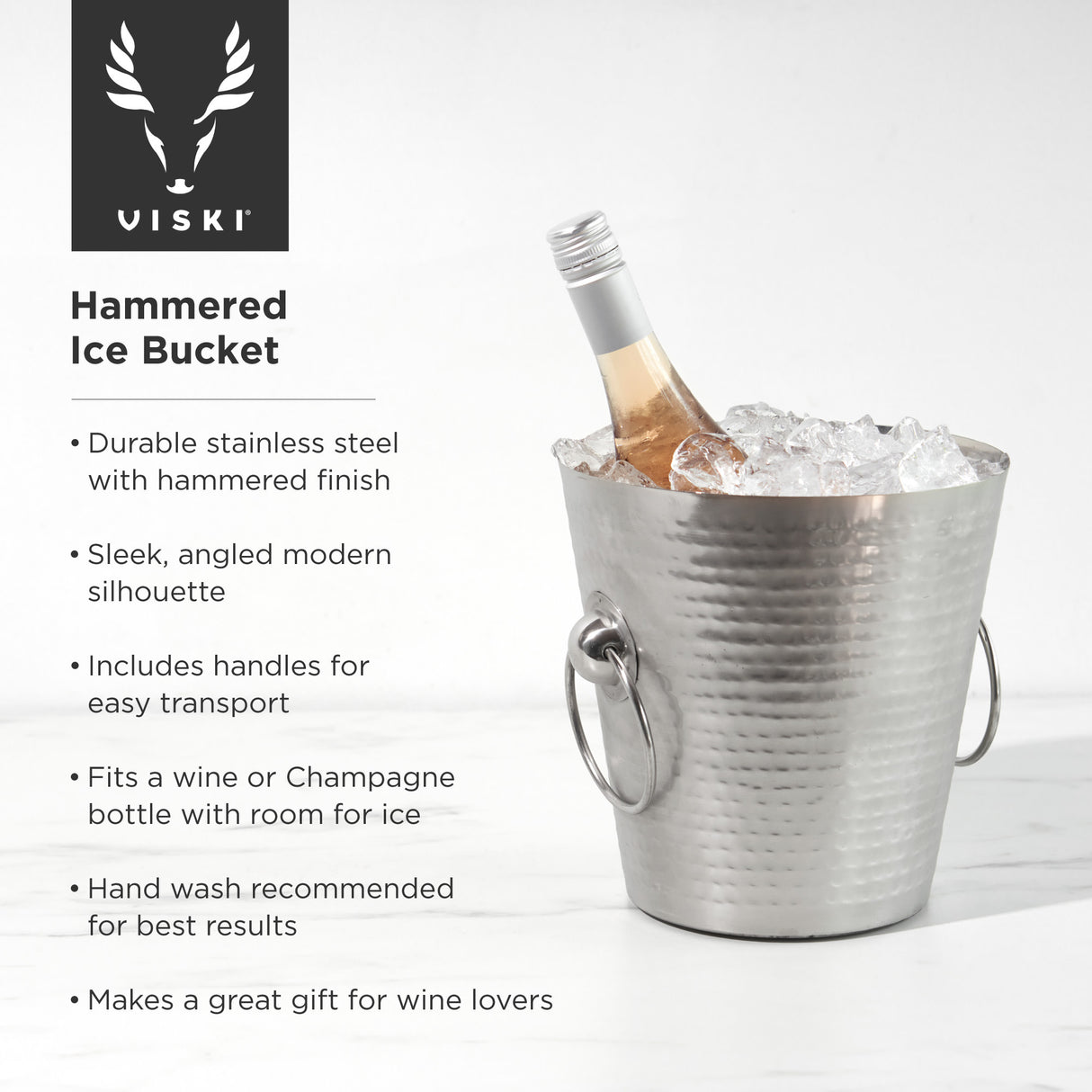 Irving Hammered Ice Bucket in Stainless Steel