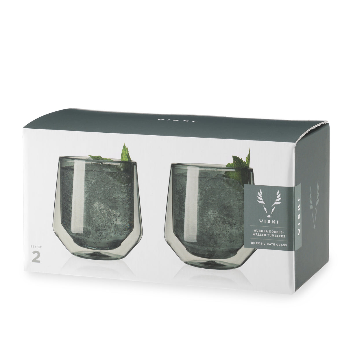 Aurora Double Walled Tumblers in Smoke Grey, Set of 2