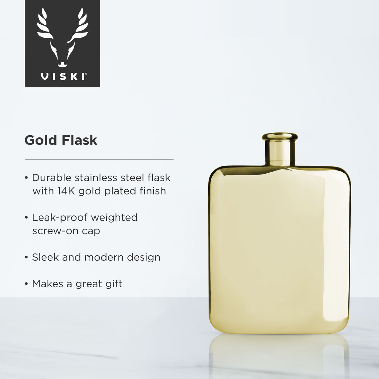 Belmont 6 oz Flask in Gold