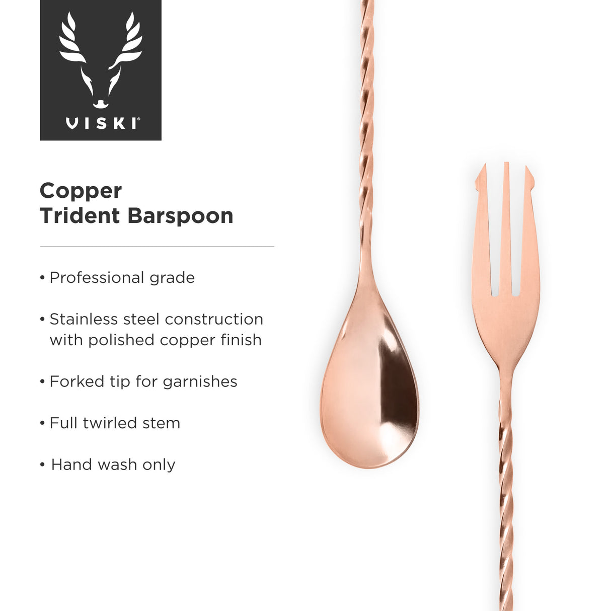 Summit Trident Bar Spoon in Copper