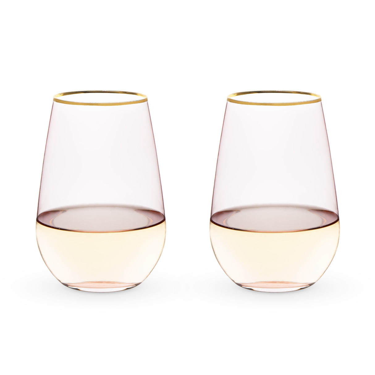 Rose Crystal Stemless Wine Glasses, Set of 2