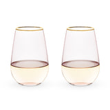 Rose Crystal Stemless Wine Glasses, Set of 2