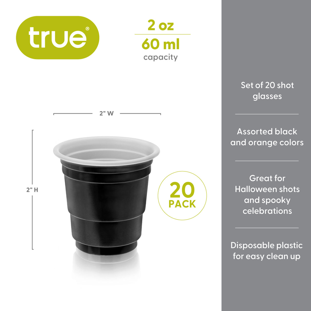 Party 2 oz Lil Spooky's Mini Plastic Shot Cups, Set of 20