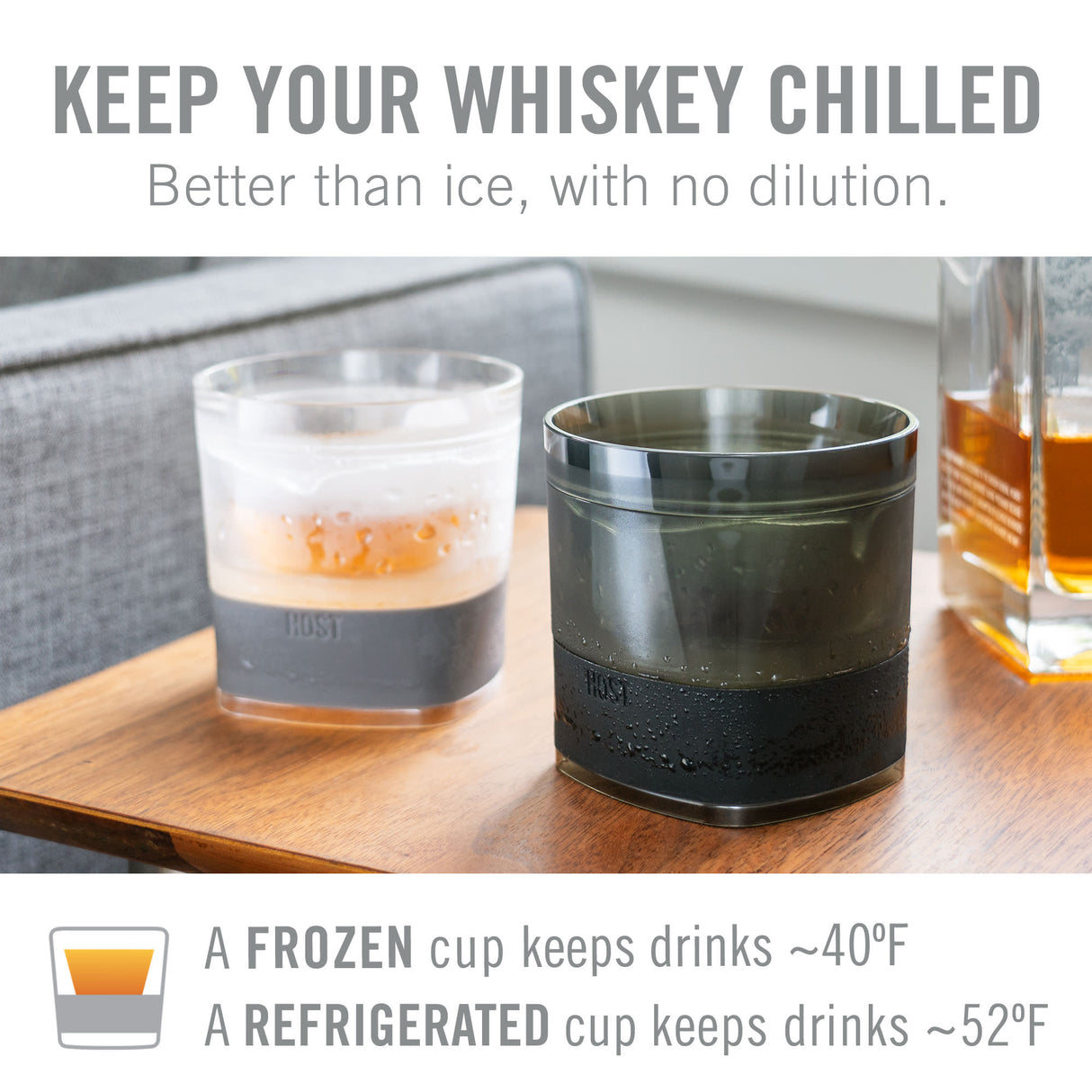 Whiskey FREEZE Cooling Cup in Wood Pattern, Set of 2