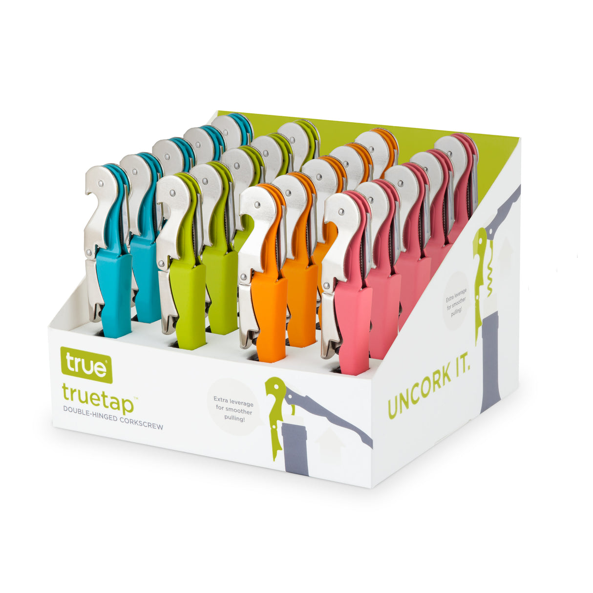 Truetap Waiter's Corkscrew in Soft-Touch Assorted Colors, CDU 20ct