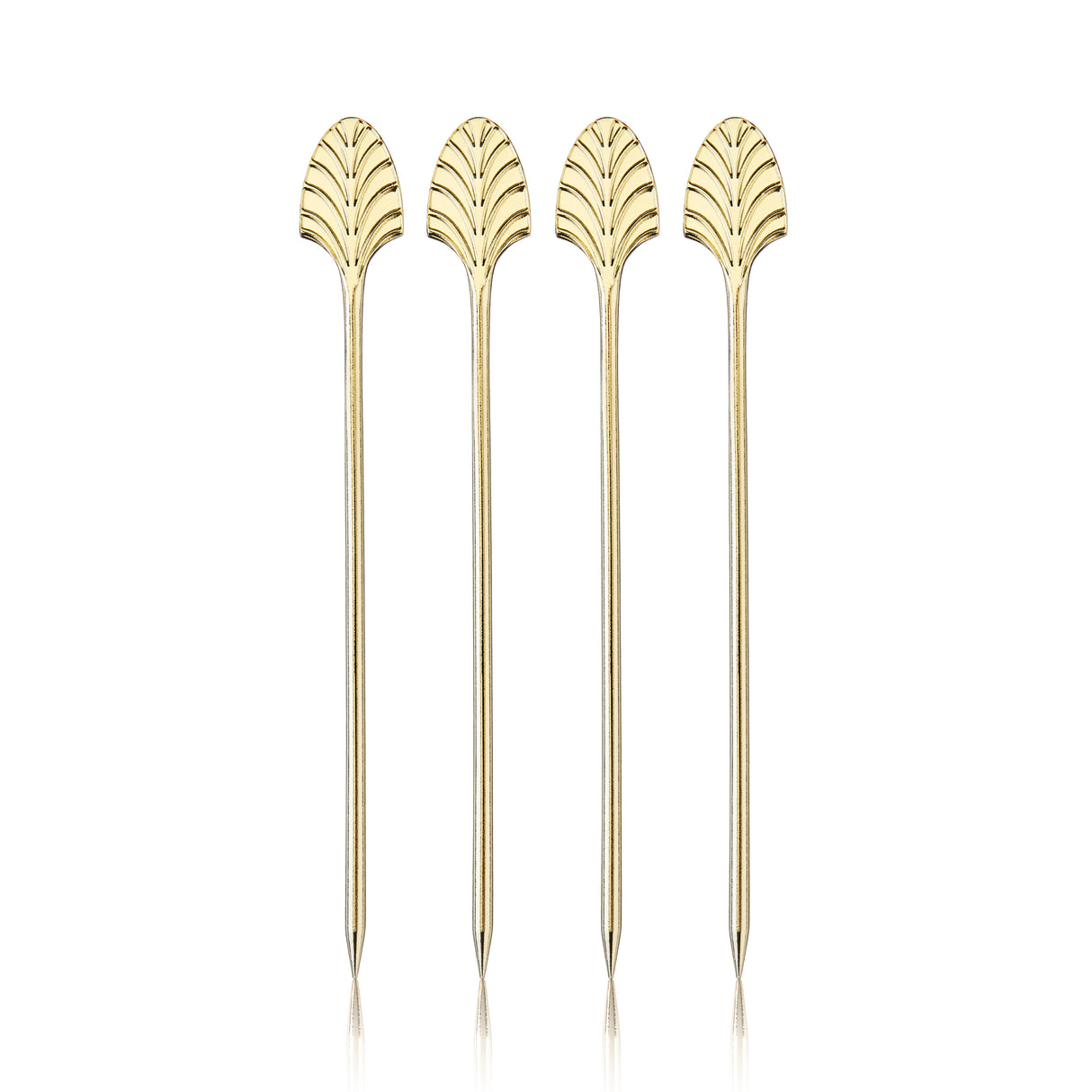 Art Deco Cocktail Picks in Gold, Set of 4