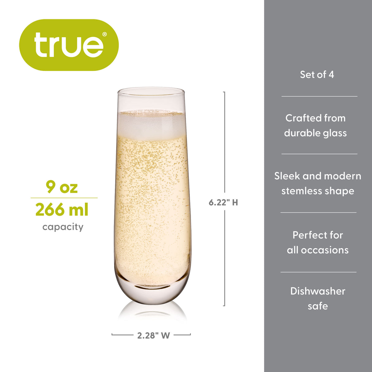 Stemless Champagne Flutes, Set of 4