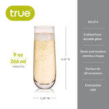 Stemless Champagne Flutes, Set of 4