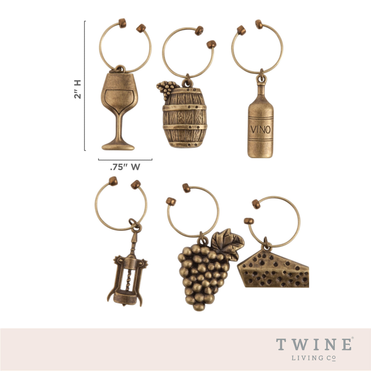 Vineyard Wine Charms, Set of 6